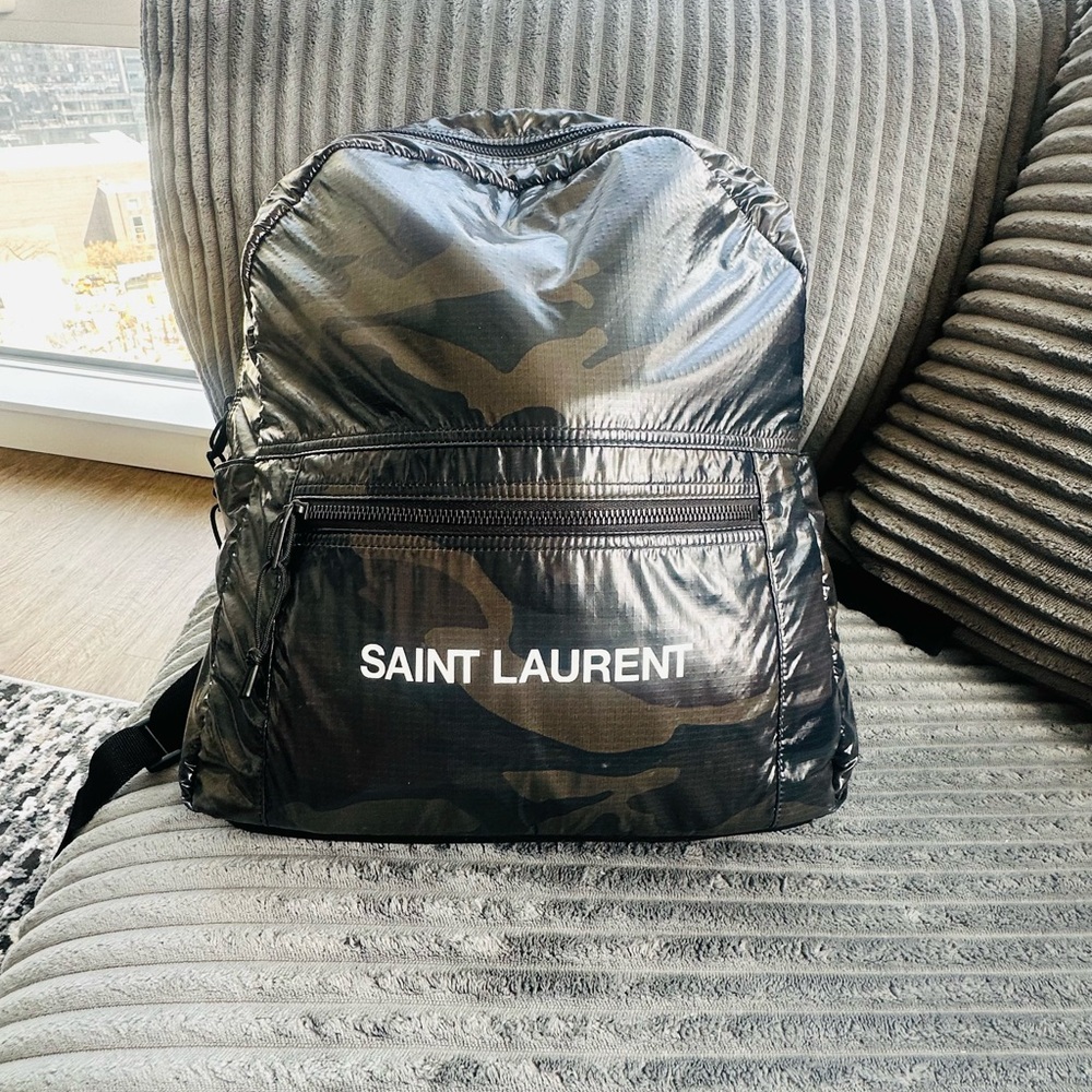 Saint Laurent Black and Dark Green Camouflage Backpack - Picture 2 of 9